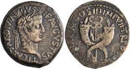 Tiberius, 14-37. Dupondius (Bronze, 30 mm, 16.44 g, 12 h), Commagene, circa 19-20. TI•CAESAR•DIVI•AVGVSTI•F•AVGVSTVS Laureate head of Tiberius to righ...