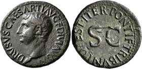 Drusus, died 23. As (Copper, 28 mm, 10.72 g, 7 h), Rome, struck under Tiberius, 22-23. DRVSVS CAESAR•TI•AVG F DIVI AVG N Bare head of Drusus to left. ...