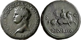 Nero, 54-68. Sestertius (Orichalcum, 35 mm, 26.43 g, 7 h), Lugdunum, circa 65. NERO CLAVD CAESAR•AVG GER•P•M•TR•P IMP P•P• Laureate head of Nero to le...