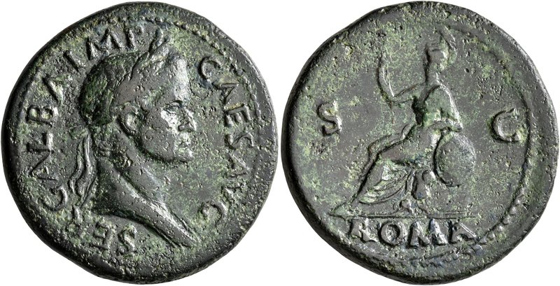 Galba, 68-69. Sestertius (Orichalcum, 36 mm, 27.42 g, 7 h), Rome, June-August 68...