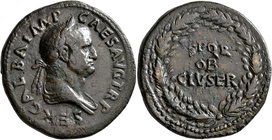 Galba, 68-69. Sestertius (Orichalcum, 36 mm, 27.27 g, 7 h), Rome, June-August 68. SER GALBA IMP CAES AVG TR P Laureate and draped bust of Galba to rig...