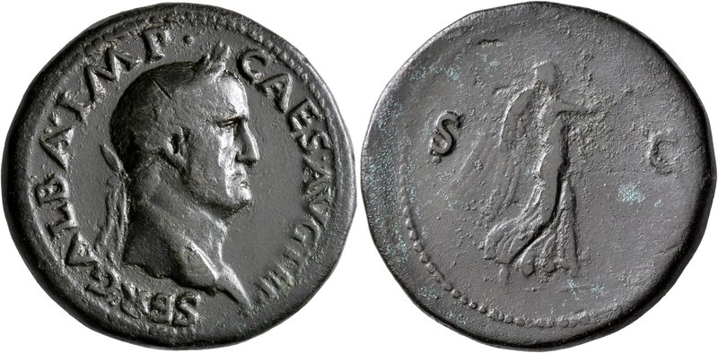 Galba, 68-69. Sestertius (Orichalcum, 35 mm, 24.55 g, 7 h), Rome, circa October ...