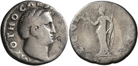 Otho, 69. Denarius (Silver, 17 mm, 3.00 g, 5 h), Rome, 15 January-16 April 69. [I]MP M OTHO CAESA[R AVG TR P] Bare head of Otho to right. Rev. SECVR[I...