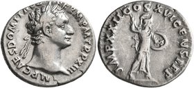 Domitian, 81-96. Denarius (Silver, 19 mm, 3.09 g, 7 h), Rome, 93-94. IMP CAES DOMIT A[VG G]ERM P M TR P XIII Laureate head of Domitian to right. Rev. ...