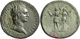 Domitian, 81-96. Sestertius (Orichalcum, 34 mm, 26.20 g, 6 h), Rome, 95-96. IMP CAES DOMIT AVG GERM COS XVII CENS PER P P Laureate head of Domitian to...