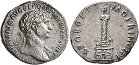 Trajan, 98-117. Denarius (Silver, 19 mm, 3.11 g, 7 h), Rome, 113-114. IMP TRAIANO AVG GER DAC P M TR P COS VI P P Laureate head of Trajan to right, wi...