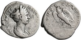 Diva Marciana, died 112/4. Denarius (Silver, 19 mm, 2.78 g, 7 h), Rome. DIVA AVGVSTA MARCIANA Diademed and draped bust of Diva Marciana to right. Rev....