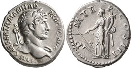 Hadrian, 117-138. Denarius (Silver, 19 mm, 3.54 g, 6 h), Rome, 119-122. IMP CAESAR TRAIAN HADRIANVS AVG Laureate head of Hadrian to right, with slight...