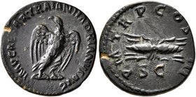 Hadrian, 117-138. Quadrans (Copper, 18 mm, 3.00 g, 6 h), Rome, 121-122. IMP CAESAR TRAIAN HADRIANVS AVG Eagle standing front, head to left, wings spre...