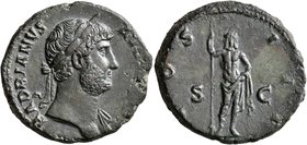 Hadrian, 117-138. As (Copper, 27 mm, 11.46 g, 6 h), Rome, 125-128. HADRIANVS AVGVSTVS Laureate head of Hadrian to right, with slight drapery on his le...