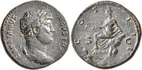 Hadrian, 117-138. As (Copper, 23 mm, 8.43 g, 6 h), Rome, 125-128. HADRIANVS AVGVSTVS Laureate and draped bust of Hadrian to right, seen from behind. R...
