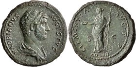Hadrian, 117-138. As (Copper, 27 mm, 11.74 g, 6 h), Rome, 132-134. HADRIANVS AVGVSTVS Bare-headed and draped bust of Hadrian to right, seen from behin...