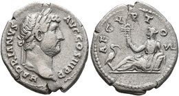 Hadrian, 117-138. Denarius (Silver, 20 mm, 3.01 g, 7 h), Rome, 134-138. HADRIANVS AVG COS III P P Laureate head of Hadrian to right. Rev. AEGYPTOS Egy...