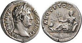 Hadrian, 117-138. Denarius (Silver, 18 mm, 3.48 g, 7 h), Rome, 134-138. HADRIANVS AVG COS III P P Laureate head of Hadrian to right. Rev. AEGYPTOS Egy...