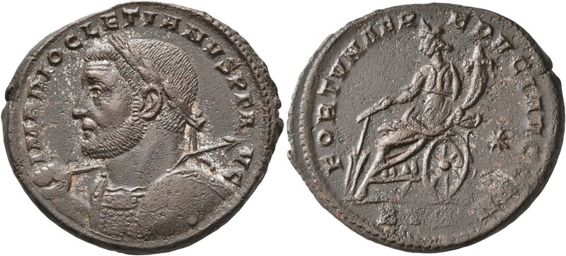 Diocletian, 284-305. Follis (Silvered bronze, 29 mm, 11.00 g, 1 h), Treveri, cir...