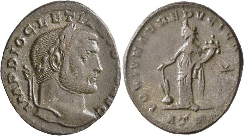 Diocletian, 284-305. Follis (Bronze, 28 mm, 8.90 g, 6 h), Treveri, circa 300-301...