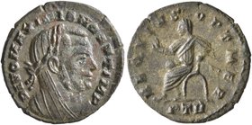 Divus Maximianus, died 310. Half Follis (Bronze, 16 mm, 1.54 g, 1 h), commemorative issue for Divus Maximianus, struck under Constantine I, Treveri, 3...