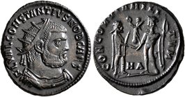 Constantius I, as Caesar, 293-305. Fraction (Bronze, 21 mm, 3.30 g, 12 h), Heraclea, 295-296. FL VAL CONSTANTIVS NOB CAES Radiate, draped and cuirasse...