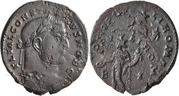 Constantius I, as Caesar, 293-305. Follis (Bronze, 29 mm, 8.29 g, 12 h), Treveri, circa 298-299. FL VAL CONSTANTIVS NOB C Laureate head of Constantius...