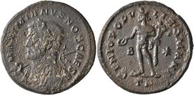 Galerius, as Caesar, 293-305. Follis (Bronze, 27 mm, 9.37 g, 12 h), Treveri, circa 298-299. MAXIMIANVS NOB CAES Laureate and cuirassed bust of Galeriu...