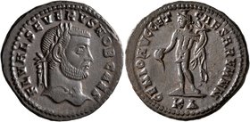Severus II, as Caesar, 305-306. Follis (Bronze, 28 mm, 8.30 g, 12 h), Cyzicus. FL VAL SEVERVS NOB CAES Laureate head of Severus II to right. Rev. GENI...