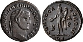 Maximinus II, as Caesar, 305-309. Follis (Bronze, 23 mm, 7.27 g, 12 h), Alexandria, late 308-309. GAL VAL MAXIMINVS NOB CAES Laureate head of Maximinu...