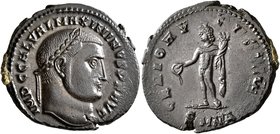 Maximinus II, 310-313. Follis (Bronze, 24 mm, 5.92 g, 1 h), Nicomedia, 310-311. IMP C GAL VAL MAXIMINVS P F AVG Laureate head of Maximinus II to right...