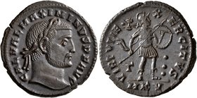 Maximinus II, 310-313. Follis (Bronze, 25 mm, 6.44 g, 12 h), Cyzicus, circa 311. GAL VAL MAXIMINVS P F AVG Laureate head of Maximinus II to right. Rev...
