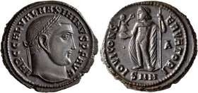 Maximinus II, 310-313. Follis (Bronze, 23 mm, 5.60 g, 1 h), Nicomedia, circa 311. IMP C GAL VAL MAXIMINVS P F AVG Laureate head of Maximinus II to rig...