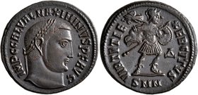 Maximinus II, 310-313. Follis (Bronze, 22 mm, 4.72 g, 1 h), Nicomedia, circa 311. IMP C GAL VAL MAXIMINVS P F AVG Laureate head of Maximinus II to rig...