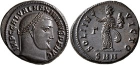 Maximinus II, 310-313. Follis (Bronze, 22 mm, 5.72 g, 6 h), Nicomedia, circa 312. IMP C GAL VAL MAXIMINVS P F AVG Laureate head of Maximinus II to rig...