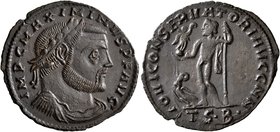 Maximinus II, 310-313. Follis (Bronze, 25 mm, 2.70 g, 7 h), Thessalonica, circa 312-313. IMP C MAXIMINVS P F AVG Laureate, draped and cuirassed bust o...