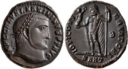 Maximinus II, 310-313. Follis (Bronze, 21 mm, 5.18 g, 12 h), Heraclea, early 313. IMP C GAL VAL MAXIMINVS P F AVG Laureate head of Maximinus II to rig...