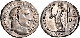 Maximinus II, 310-313. Follis (Bronze, 21 mm, 5.11 g, 6 h), Heraclea, early 313. IMP C GAL VAL MAXIMINVS P F AVG Laureate head of Maximinus II to righ...
