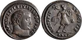 Maximinus II, 310-313. Follis (Bronze, 22 mm, 4.66 g, 7 h), Heraclea, circa 309-310. IMP C GAL VAL MAXIMINVS P F AVG Laureate head of Maximinus II to ...