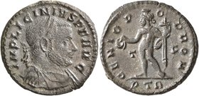 Licinius I, 308-324. Follis (Bronze, 21 mm, 3.55 g, 12 h), Treveri, circa 310-313. IMP LICINIVS P F AVG Laureate, draped and cuirassed bust of Liciniu...