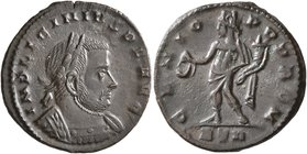 Licinius I, 308-324. Follis (Bronze, 20 mm, 3.11 g, 1 h), Treveri, circa 310-315. IMP LICINIVS P F AVG Laureate and cuirassed bust of Licinius I to ri...
