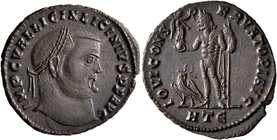 Licinius I, 308-324. Follis (Bronze, 22 mm, 3.77 g, 5 h), Heraclea, 315-316. IMP C VAL LICIN LICINIVS P F AVG Laureate head of Licinius I to right. Re...