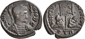 Licinius II, Caesar, 317-324. Follis (Bronze, 17 mm, 2.14 g, 1 h), a contemporary imitation of an issue from Treveri, after 320. LICINIV[...] VN NOB C...
