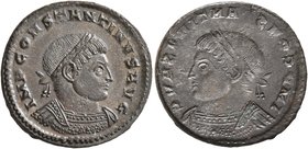 Constantine I, 307/310-337. Follis (Bronze, 20 mm, 3.05 g, 1 h), brockage mint error, Treveri, circa 310-313. IMP CONSTANTINVS AVG Laureate and cuiras...