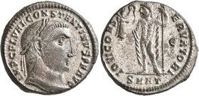 Constantine I, 307/310-337. Follis (Silvered bronze, 21 mm, 6.54 g, 6 h), Heraclea, circa 311. IMP C FL VAL CONSTANTINVS P F AVG Laureate head of Cons...