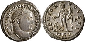 Constantine I, 307/310-337. Follis (Bronze, 22 mm, 5.70 g, 6 h), Cyzicus, circa 311-312. IMP C FL VAL CONSTANTINVS P F AVG Laureate head of Constantin...