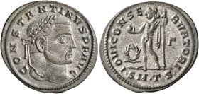 Constantine I, 307/310-337. Follis (Silvered bronze, 25 mm, 4.68 g, 12 h), Thessalonica, circa 312. CONSTANTINVS P F AVG Laureate head of Constantine ...