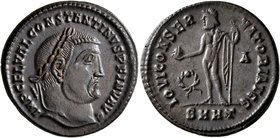 Constantine I, 307/310-337. Follis (Bronze, 23 mm, 5.07 g, 5 h), Heraclea, circa 312. IMP C FL VAL CONSTANTINVS P F INV AVG Laureate head of Constanti...