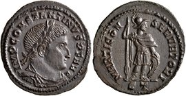 Constantine I, 307/310-337. Follis (Bronze, 21 mm, 3.05 g, 12 h), Ticinum, 312-313. IMP CONSTANTINVS P F AVG Laureate, draped and cuirassed bust of Co...