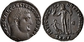 Constantine I, 307/310-337. Follis (Bronze, 20 mm, 3.51 g, 1 h), Heraclea, early 313. IMP C FL VAL CONSTANTINVS P F AVG Laureate head of Constantine I...