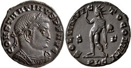 Constantine I, 307/310-337. Follis (Bronze, 21 mm, 4.24 g, 12 h), Lugdunum, 313-314. IMP CONSTANTINVS AVG Laureate and cuirassed bust of Constantine I...