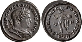 Constantine I, 307/310-337. Follis (Bronze, 24 mm, 5.26 g, 6 h), Treveri, 313-315. IMP CONSTANTINVS AVG Laureate and draped bust of Constantine I to r...
