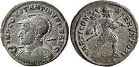 Constantine I, 307/310-337. Follis (Bronze, 21 mm, 2.81 g, 12 h), Arelate, 313-315. IMP CONSTANTINVS P F AVG Helmeted and cuirassed bust of Constantin...
