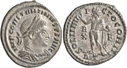 Constantine I, 307/310-337. Follis (Silvered bronze, 21 mm, 3.05 g, 11 h), Rome, 314-315. IMP CONSTANTINVS P F AVG Laureate, draped and cuirassed bust...